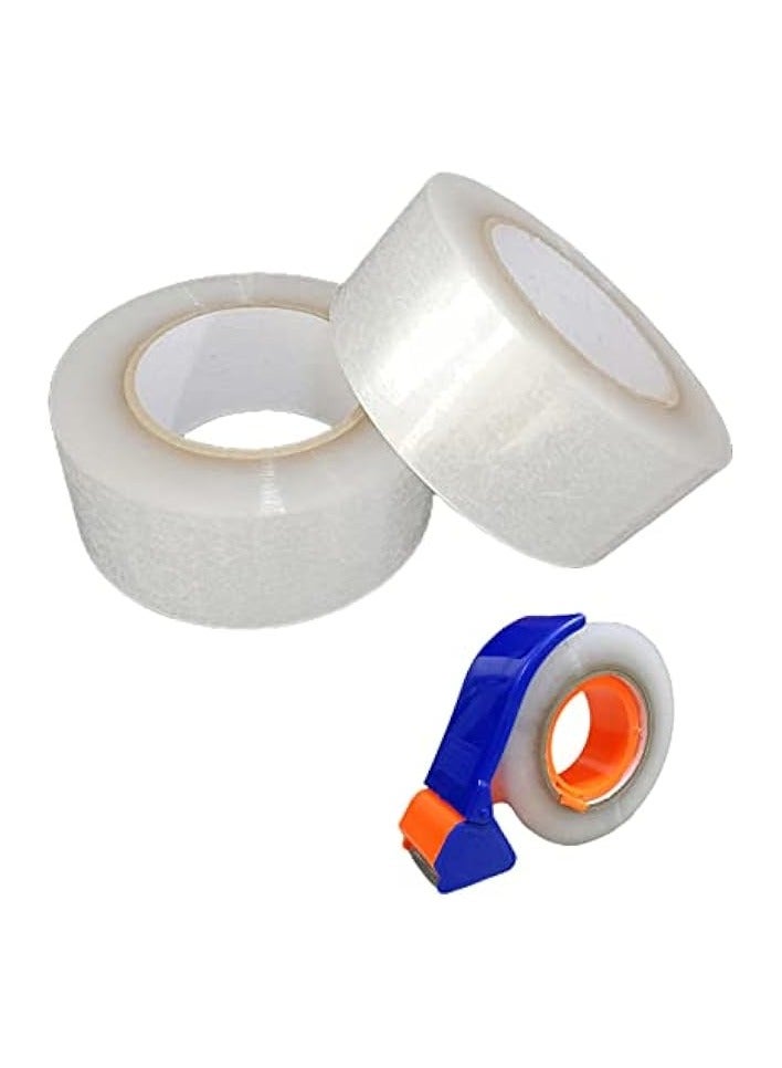 erorex 2pack 180meters/Roll 2" x 196 Yards，Heavy Duty Clear Packing Tape with Dispenser, Designed for Packing, Shipping Mailing,Moving,Strong Sealing Adhesive,No Splitting or Tearing,Long Lasting  - Image 1