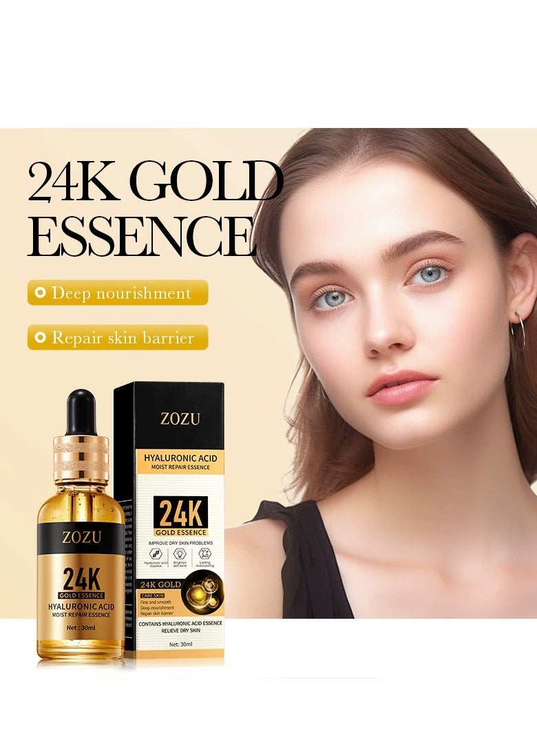 Zozu - 24k Gold Serum for Face, Peptide Serum for Face, Hyaluronic Acid, Moisturizing Hyaluronic Acid, Anti-Aging Face Serums with Hyaluronic Acid, for Dark Spots & Fine Lines, for Women's Skin Care (30 ml) - Image 1