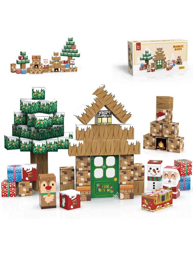 amdohai amdohai Magnetic Blocks Christmas Themed Building Toys for Kids Ages 3+ STEM Toys for Boys Age 3 4 5 6 7 8 Year Old Girls Gift Idear  - Image 1