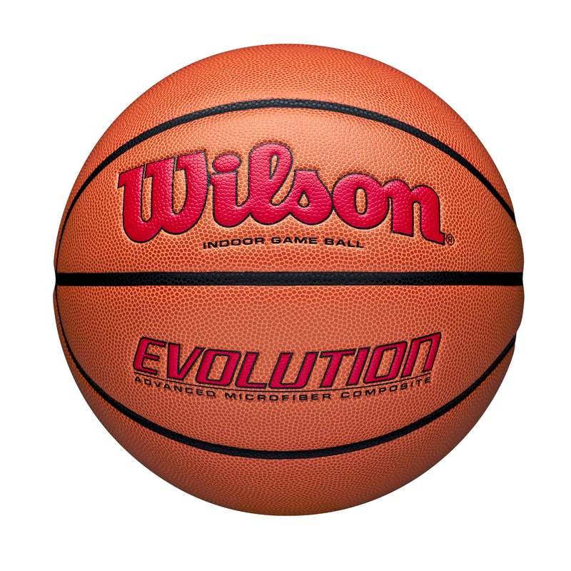 WILSON Evolution Indoor Game Basketball, Scarlet, Size 7-29.5" - Image 1