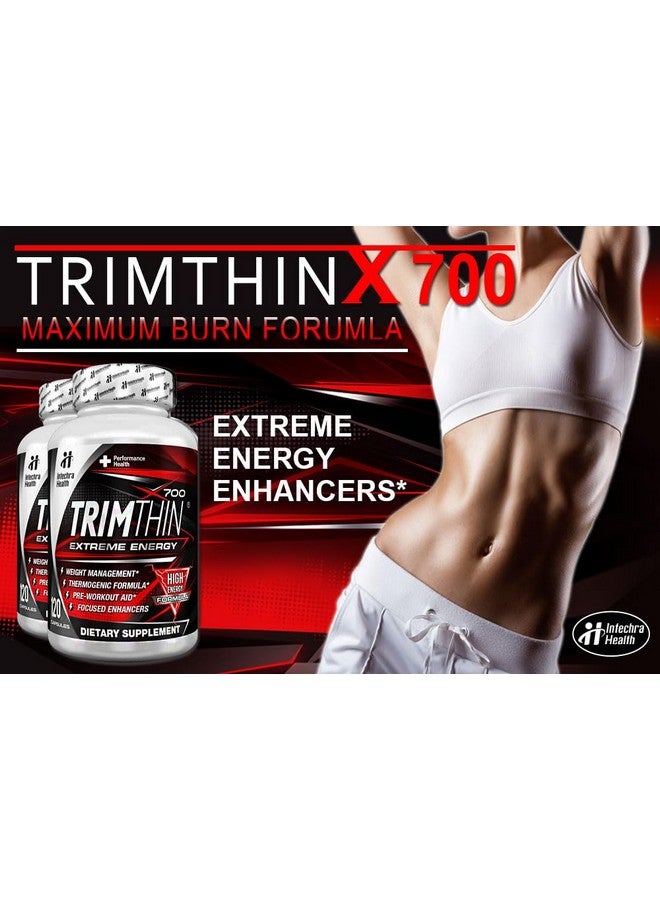 TrimThin حبوب الحمية الحرارية TrimThin® X700 مع طاقة قصوى مصنوعة في الولايات المتحدة 120 كبسولة - Image 4