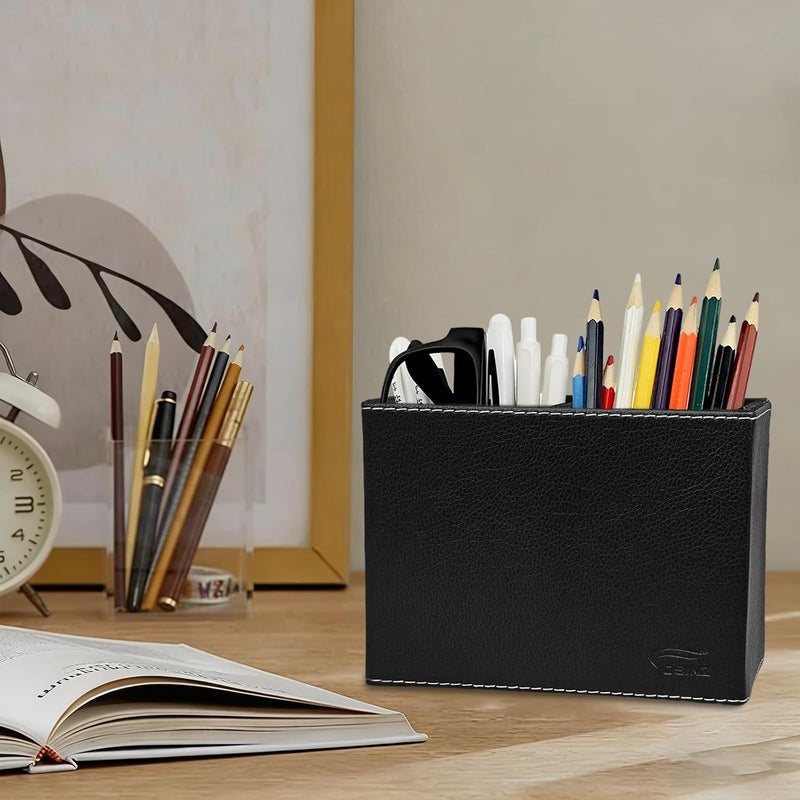 Fosinz Pen Pencil Holder Cup Container PU Leather Desk Organizer Stand Decor Brush Scissor Holder Decoration Office Desk Home School - Image 5