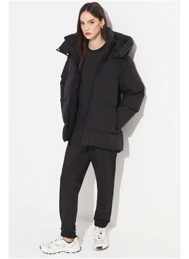 JUNE June Women Hooded Coat Black