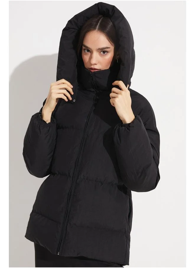 JUNE June Women Hooded Coat Black