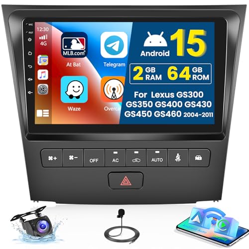 Inefala 2+64G Radio for 2004-2011 Lexus GS300 GS350 GS400 GS430 GS450 GS460 Android 15 CarPlay Car Stereo Touchscreen 9" Android Auto GPS EQ 28UI Backup Camera - Image 1