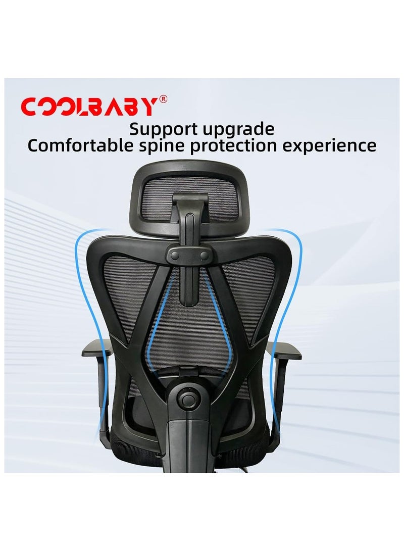 Cool Baby Ergonomic Office Chair High Back Desk Chair with Adjustable Lumbar Support 3D Metal Headrest and Armrests 130° Computer Chair Mesh Rocking Chair - Image 5