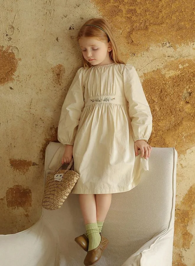 Take Two  Girls Beige Floral Embroidered Long Sleeve Dress for Women | Best Price UAE