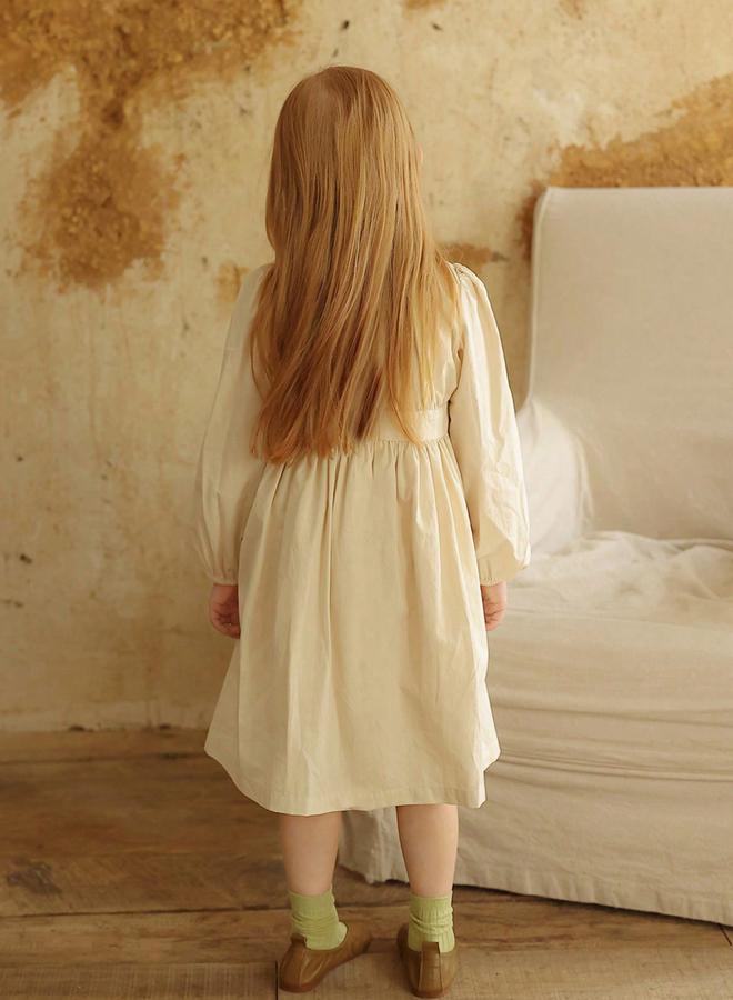 Take Two Girls Beige Floral Embroidered Long Sleeve Dress - Image 2