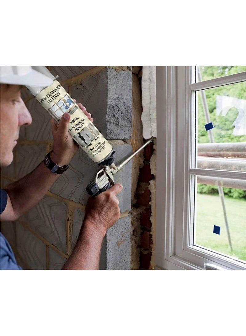 750ml PU Foam Expanding Spray – High Expansion Polyurethane Insulation Foam for Gap Filling, Window & Door Sealing, Heat & Soundproof Construction Foam – Easy Application UAE - Image 3