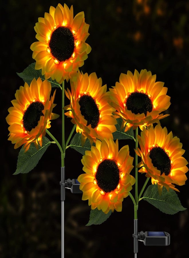 Meagoo Solar Sunflower Lights Flowers Outdoor Waterproof for Yard Garden Cemetery - Image 1