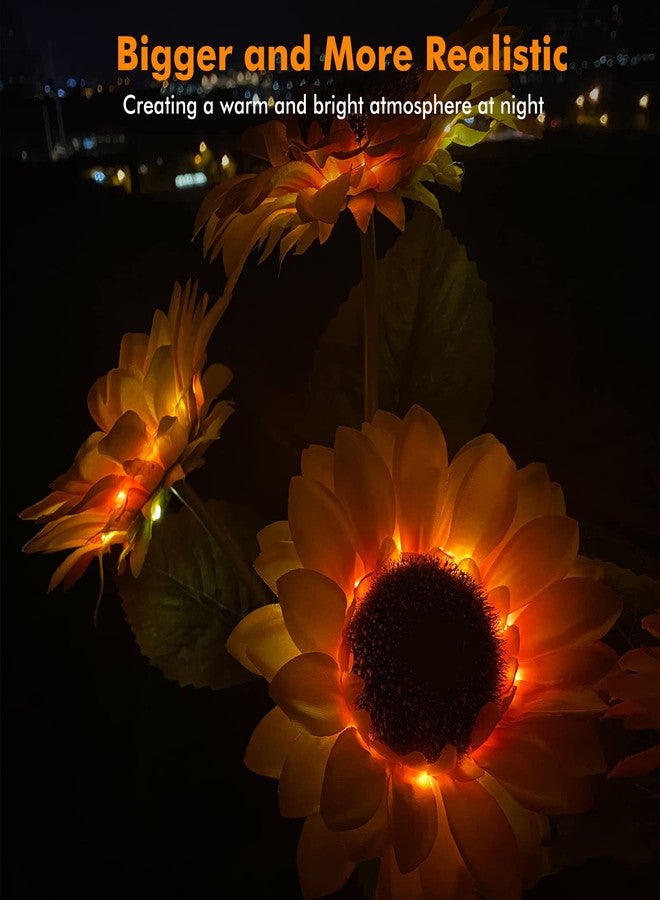 Meagoo Solar Sunflower Lights Flowers Outdoor Waterproof for Yard Garden Cemetery - Image 4