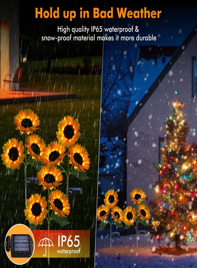 Meagoo Solar Sunflower Lights Flowers Outdoor Waterproof for Yard Garden Cemetery - Image 5