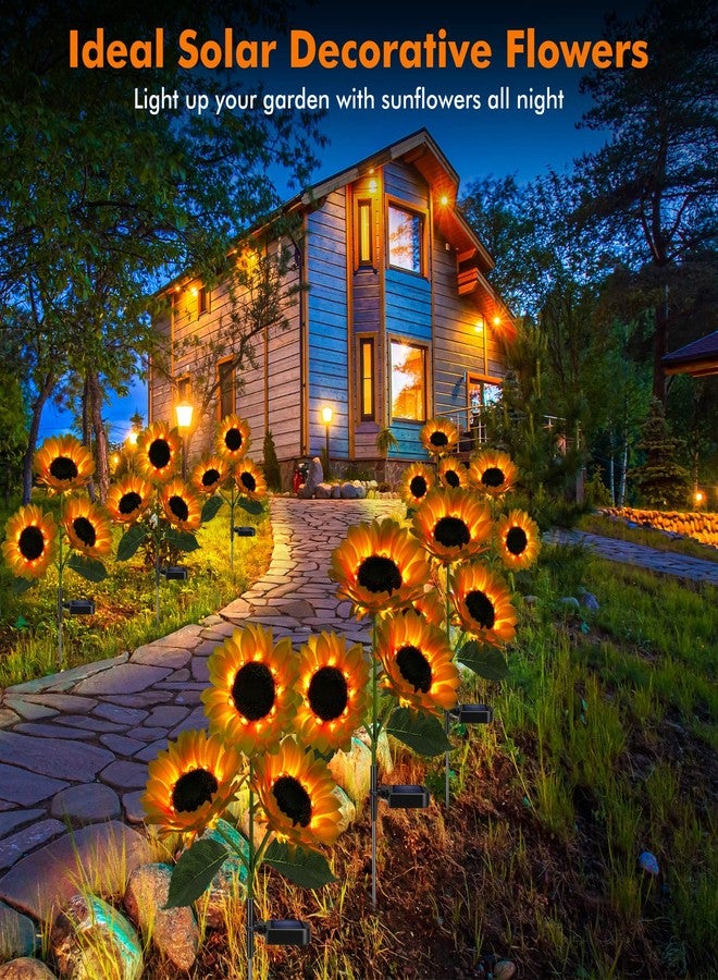 Meagoo Solar Sunflower Lights Flowers Outdoor Waterproof for Yard Garden Cemetery - Image 3
