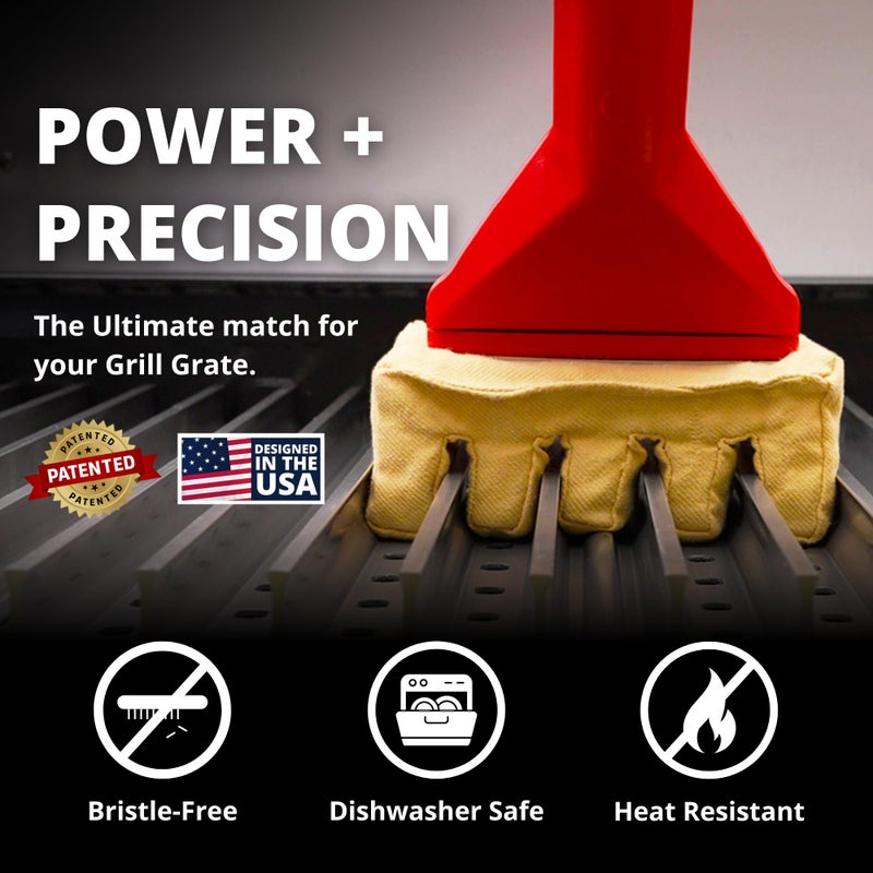 Grill Rescue BBQ Replaceable Scraper Cleaning Head, Bristle Free Grill Brush- Durable and Unique Scraper Tools for Cast Iron or Stainless-Steel Grates (Grill Grate Brush with Scraper) - Image 2