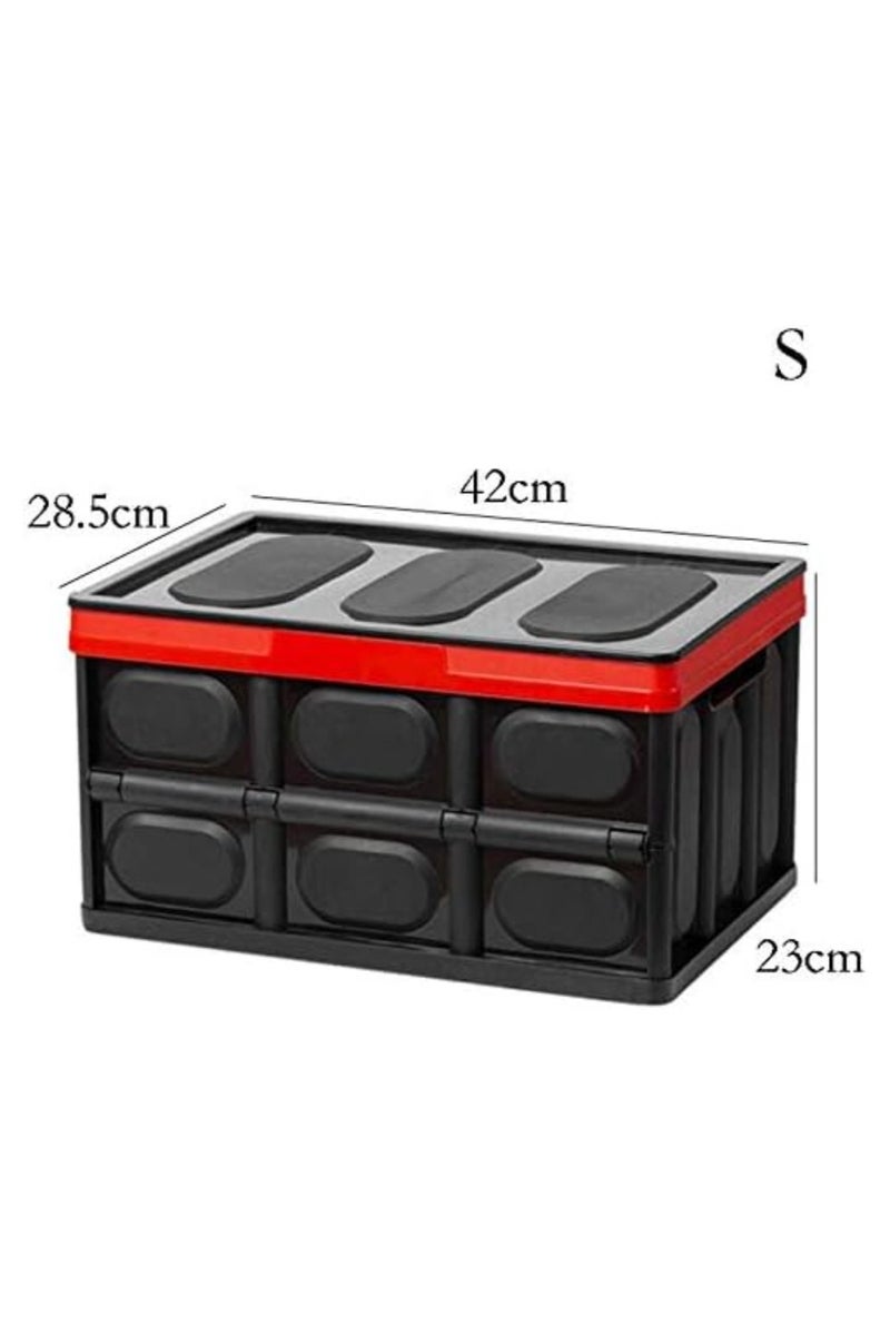 DARIYAH Durable Collapsible Storage Bin Stackable Container Home Garage Storage Cube Organizer Plastic Folding Utility Crate Storage Bin with Lid Basket for Clothes Toys Books Grocery(Black 20L(16.7x11.6x8.8inch) - Image 1