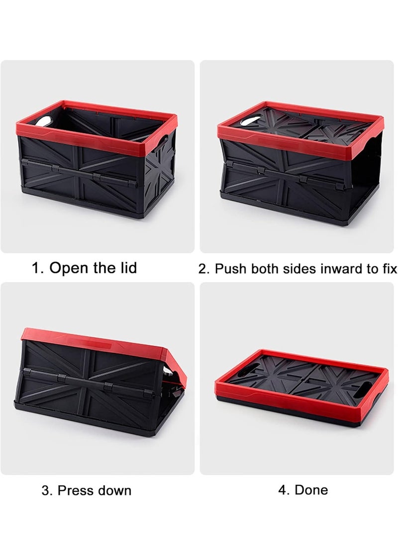 DARIYAH Durable Collapsible Storage Bin Stackable Container Home Garage Storage Cube Organizer Plastic Folding Utility Crate Storage Bin with Lid Basket for Clothes Toys Books Grocery(Black 20L(16.7x11.6x8.8inch) - Image 4