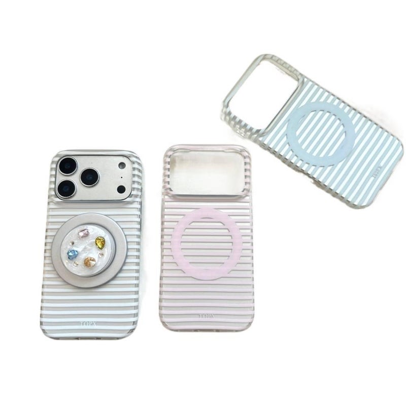 MagSafe Case | Cover for iPhone 16 / 16 Plus / 16 Pro / 16 Pro Max | Striped Pink Yellow | Kickstand | Strong Magnetic - Image 2