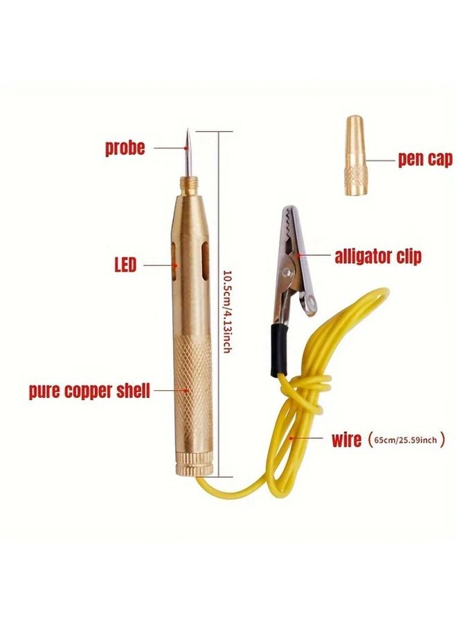 أوتو كار دراجة نارية دائرة اختبار التيار المستمر 6 فولت 12 فولت 24 فولت قلم اختبار الجهد كاشف أصفر فضي - Image 3