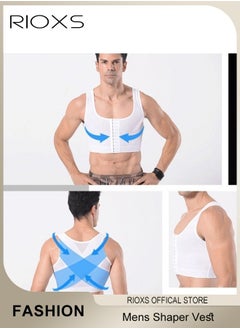 RIOXS Men's Gym Vest, Slim Control Shaper Compression Tank Top For Men, Body Posture Corrector Corset Sleeveless Top, Adjustable Compression Chest Vest, Mens Abdomen Control Underwear, Slimming Body Shaper Corset Vest For Run/ Play/ Boxing/ Football  - Image 5