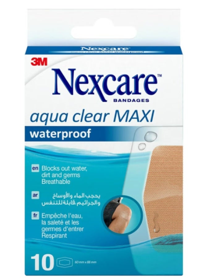 3M Nexcare Aqua Clear MAXI Waterproof Bandages - 10 Pack - Image 1