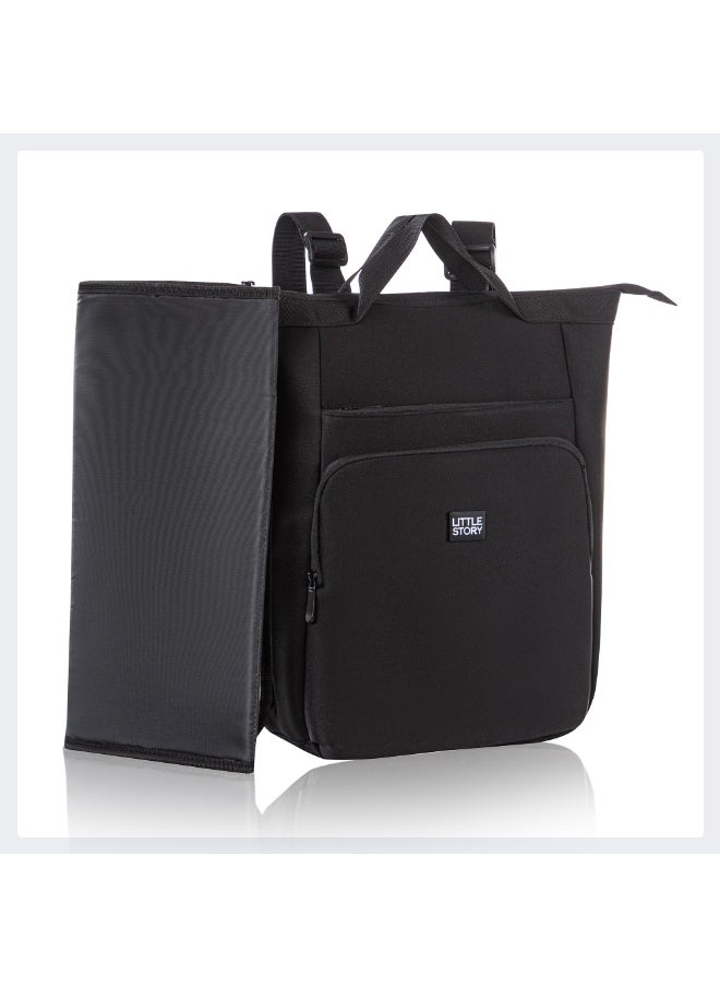 Little Story Little Story Mommy Diaper Bag w/ Changing Mat – Black  - Image 3