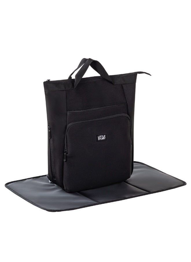 Little Story Little Story Mommy Diaper Bag w/ Changing Mat – Black  - Image 1
