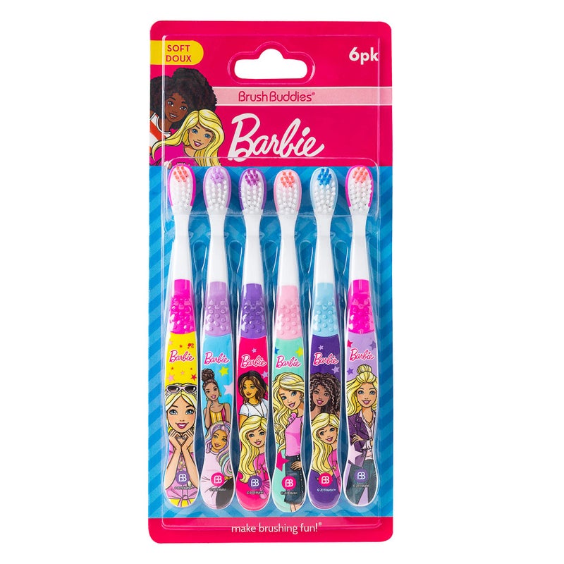 Brush Buddies 6 Pack Barbie Toothbrushes for Kids, Children's Toothbrushes, Soft Bristle Toothbrushes for Kids - Image 1