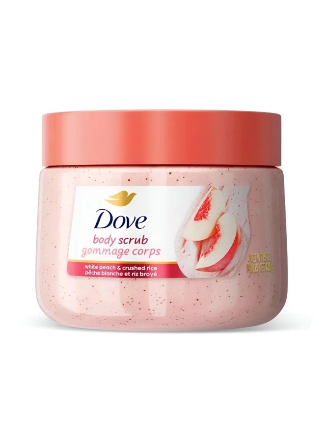 Dove Body Scrub For Silky Smooth Skin White Peaches And Crushed Rice 425 ml