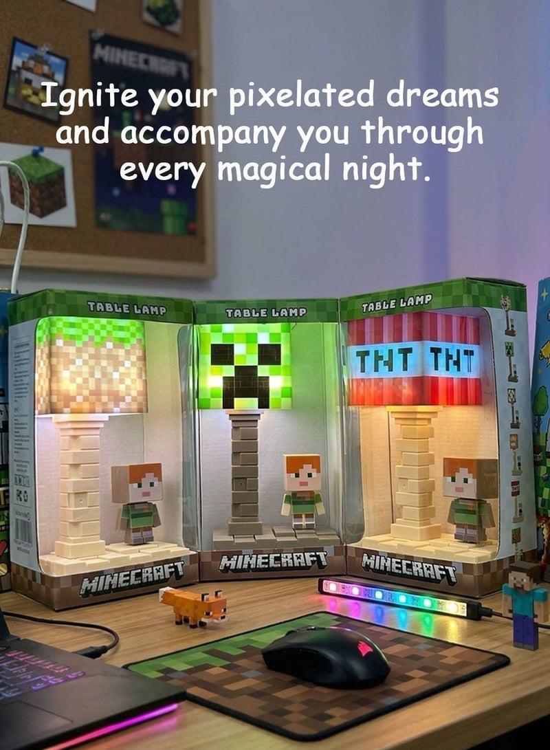 Minecraft Night Light LED Lamp, Touch Activated, Adjustable Brightness and Light Effects, USB Rechargeable Bedside Decor - Image 3