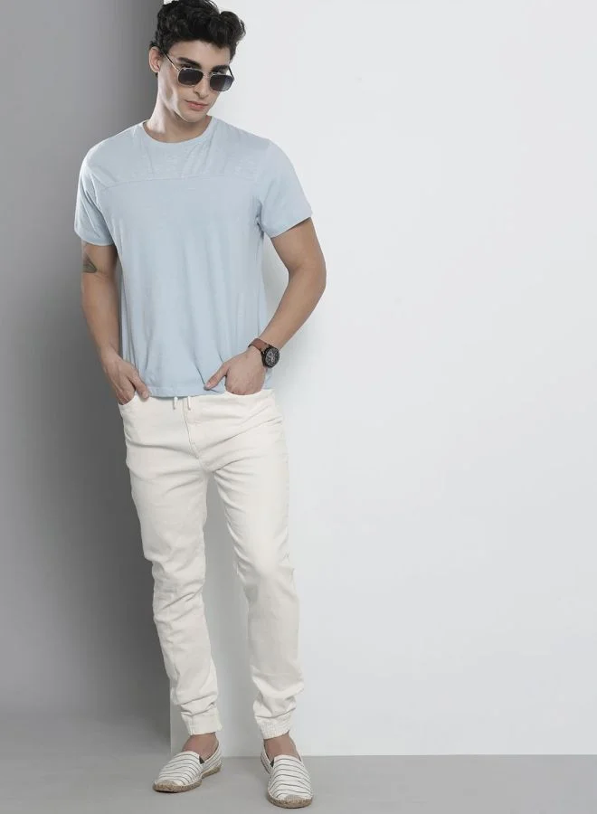 The Indian Garage Co Men Slim Fit Solid Mid-Rise Stretchable Denim Joggers