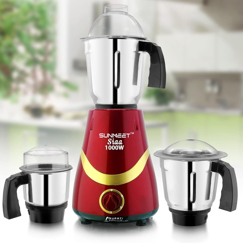 Sunmeet Sunmeet Latest New Model SIAA 1000Watts 2 Years Warranty Mixer Grinder with 100 Copper Motor with 3 Heavy Aluminium base Stainless Steel Jars Dry Jar Chutney Jar Liquid Jar RedGoldCompany 37 Years of Servicing Marketing and Manufacturing Since 1984  - Image 5