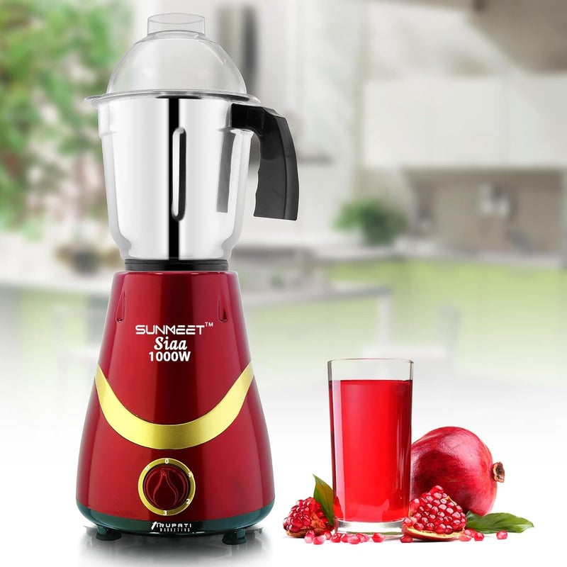 Sunmeet Sunmeet Latest New Model SIAA 1000Watts 2 Years Warranty Mixer Grinder with 100 Copper Motor with 3 Heavy Aluminium base Stainless Steel Jars Dry Jar Chutney Jar Liquid Jar RedGoldCompany 37 Years of Servicing Marketing and Manufacturing Since 1984  - Image 3