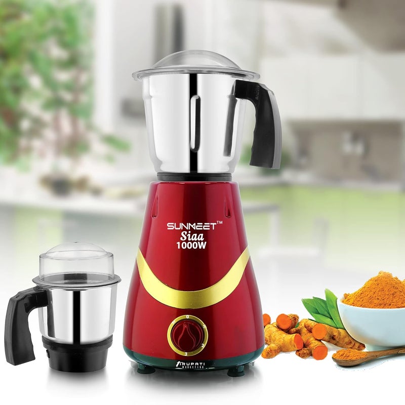 Sunmeet Sunmeet Latest New Model SIAA 1000Watts 2 Years Warranty Mixer Grinder with 100 Copper Motor with 3 Heavy Aluminium base Stainless Steel Jars Dry Jar Chutney Jar Liquid Jar RedGoldCompany 37 Years of Servicing Marketing and Manufacturing Since 1984  - Image 4