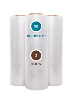 MARKQ [3 Rolls] Clear Stretch Film Wrap - 500mm Heavy Duty Plastic Shrink Wrap for Pallet Wrap, Packing, Moving and Packaging - Cling Wrap  - Image 1