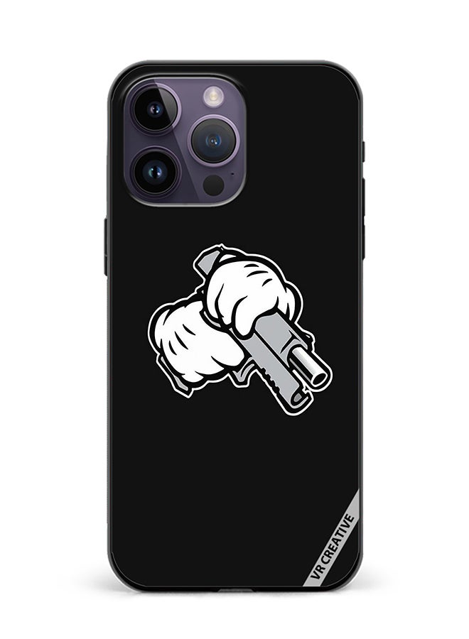 VR CREATIVE Protective Case Cover For Apple iPhone 16 Pro Micky Mouse Hands Holding Gun Design Multicolour - Image 1