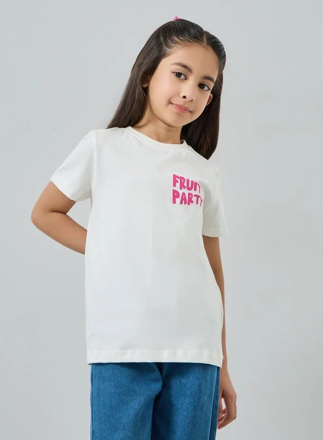 Styli Girls Off-White Fruit Party Graphic T-Shirt