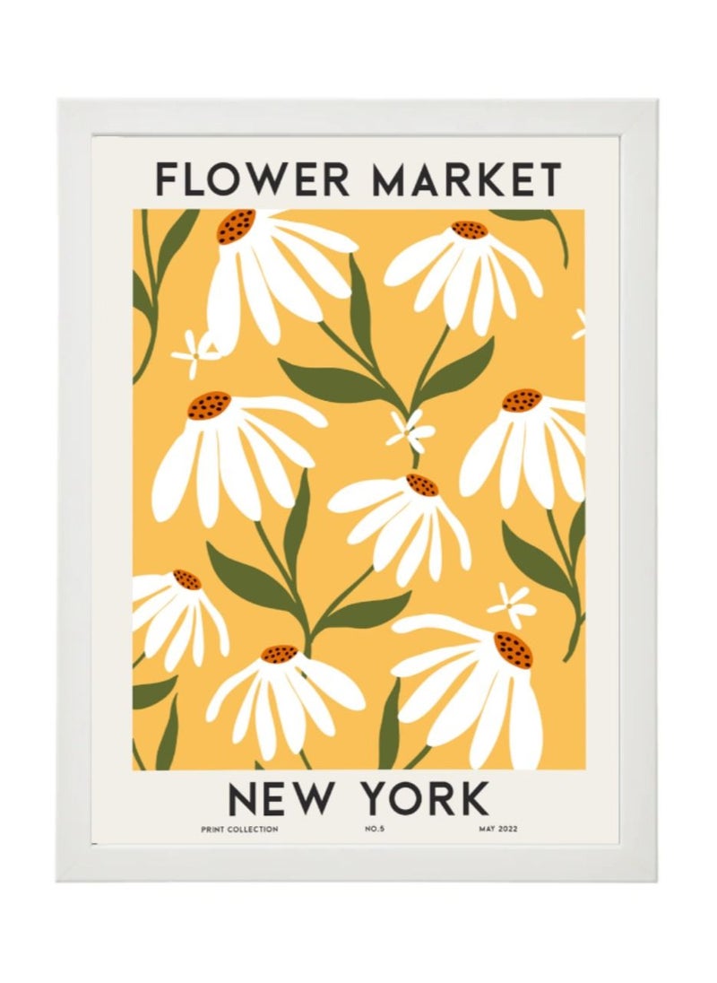 Boomah Accessories Flower Market New York Colorful Botanical Art Poster with Frame 30x40cm 