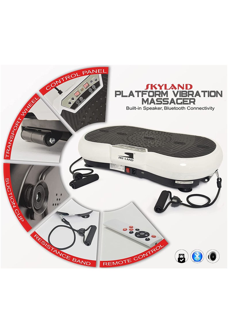 Slimming Body  Fitness Vibration Plate | Fitness Vibration Platform With Bluetooth Connection, Speaker, 10 Preset Program Modes, & 2 Resistance Bands