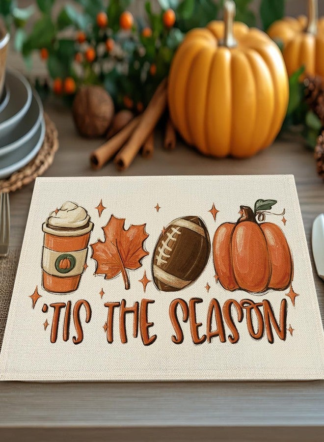 WRSUNT Tis The Season Fall Placemats Set of 4 Fall Decorations for Home Autumn Thanksgiving Placemats Farmhouse Autumn Holiday Decor for Home Party Kitchen Dining Table 12x18 inches - Image 3