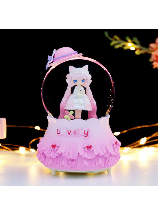 Creative Birthday Gift For Friends, Desktop Ornament, Lucky Cat Crystal Ball, Cute Home Decoration, Glowing Bedroom Desk