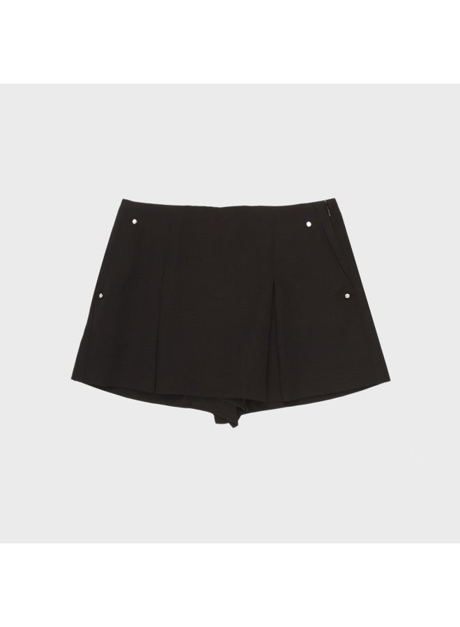 Zara Side Zipper Pleated Soft Comfortable Dual-Pocket Business Casual Versatile Short Skirt Pants - Image 2