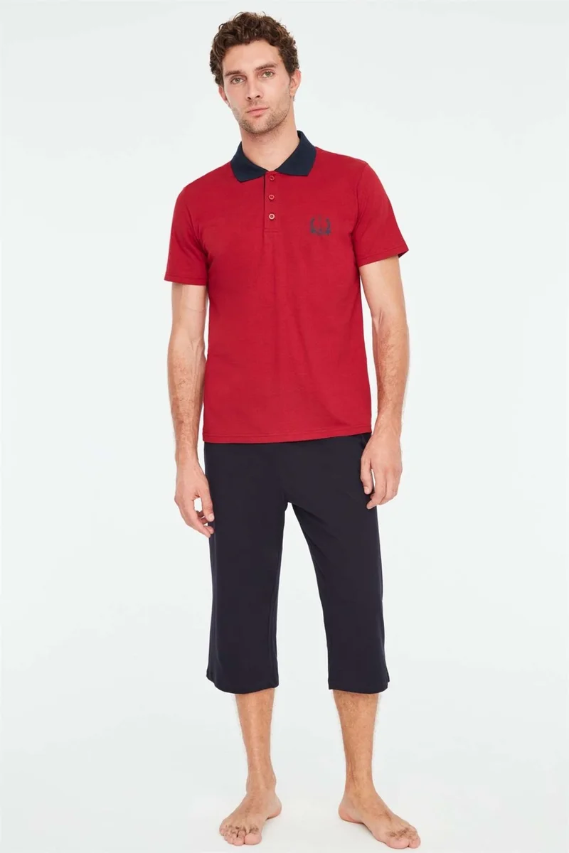 يو اس بولو اسن Mod Collection - Men's Burgundy Capri Set 3823