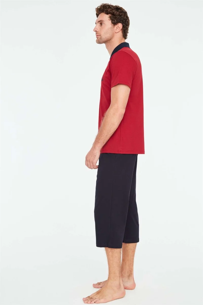 يو اس بولو اسن Mod Collection - Men's Burgundy Capri Set 3823