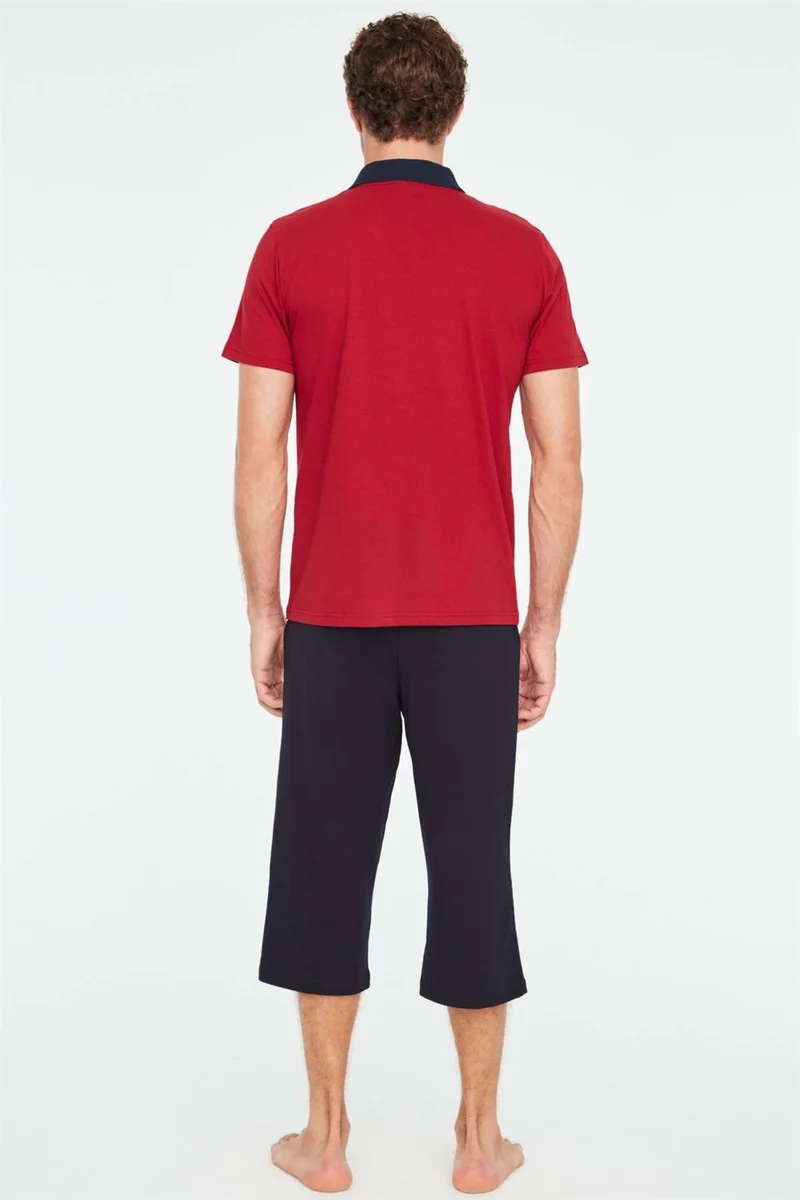 يو اس بولو اسن Mod Collection - Men's Burgundy Capri Set 3823