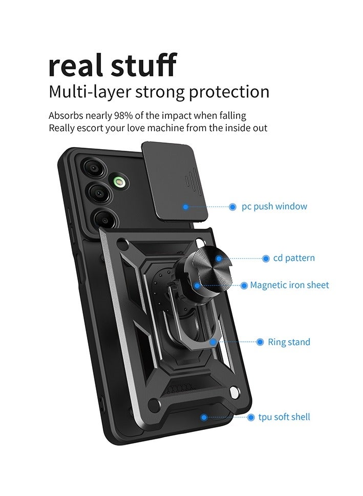 Case Cover Shockproof Protective Case with Camera Protection and Metal Ring Compatible with   Samsung Galaxy A26 (Black) - Image 2