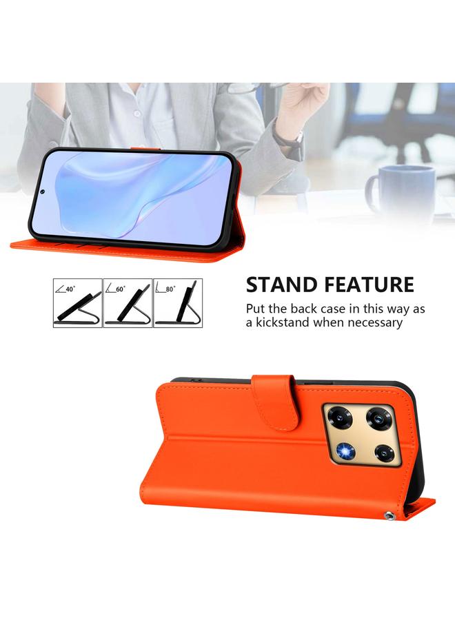 Zaboon Case For Infinix Note 30 Pro 4G Skin Feel Solid Color Leather Phone Case with Lanyard - Image 3