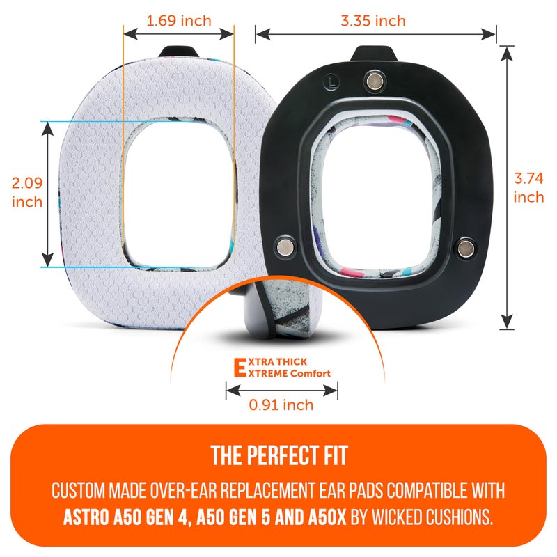 WC Mod Kit A50 - Cooling Gel Earpads + Headband Replacement for Astro A50 Gen 4, Gen 5 & A50X by Wicked Cushions | Enhanced Comfort, Cooling & Durability | 90's White - Image 5