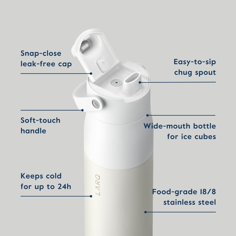LARQ Bottle Swig Top 34oz - Insulated Stainless Steel Water Bottle With Built-In Silicone Handle | BPA Free | Reusable Water Bottle for Sports, Gym, and Travel, Granite White - Image 3