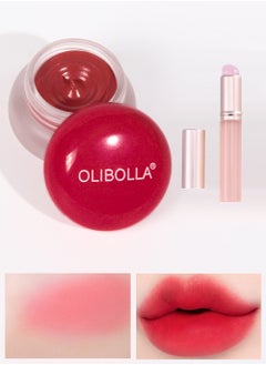 OLIBOLLA Lip & Cheek Blurry Pudding Pot with Silicone lip brush, Multi-Purpose Velvet Matte Cream for Buildable Color, Lightweight Formula for Lasting Look & Concealing Lip Lines  - Image 1