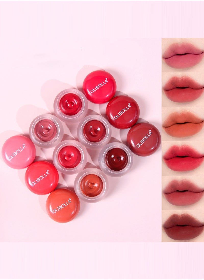 OLIBOLLA - Lip & Cheek Blurry Pudding Pot with Silicone lip brush, Multi-Purpose Velvet Matte Cream for Buildable Color, Lightweight Formula for Lasting Look & Concealing Lip Lines - Image 1